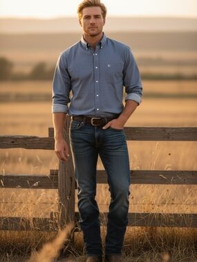 0Men's COWBOY HARDWARE Weste Button-Down LS Shirt Sz M